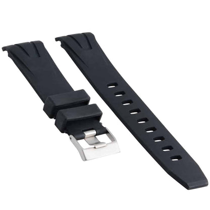 22mm Universal watch genuine leather & silicone strap - Black