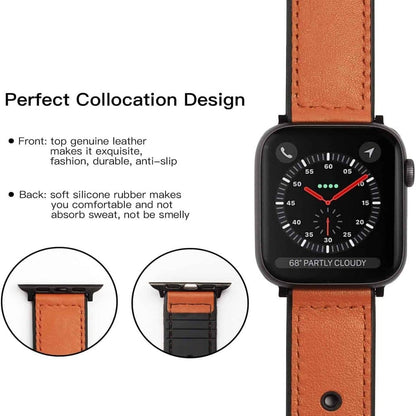 Leather & Silicone Strap for 42/44/45/49mm Apple Watch- Brown