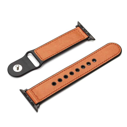 Leather & Silicone Strap for 42/44/45/49mm Apple Watch- Brown