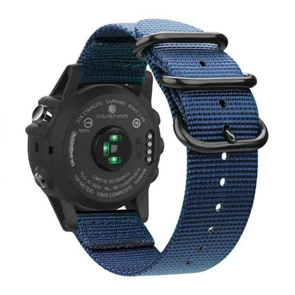 Nylon Replacement Bands 26mm Watch Strap Band Accessory with Pins and removal tools for Garmin Fenix 3 / Fenix 3 HR, Fenix 5X / 6X / 7X Smart Watch - Navy