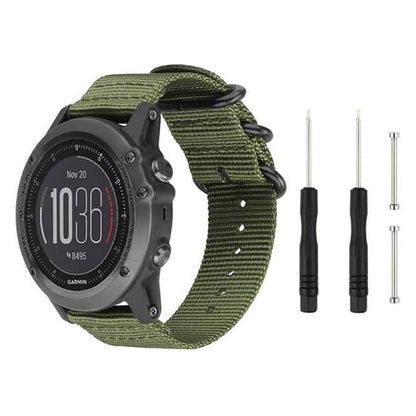 Nylon Replacement Bands 26mm Watch Strap Band Accessory with Pins and removal tools for Garmin Fenix 3 / Fenix 3 HR, Fenix 5X / 6X / 7X Smart Watch - Green
