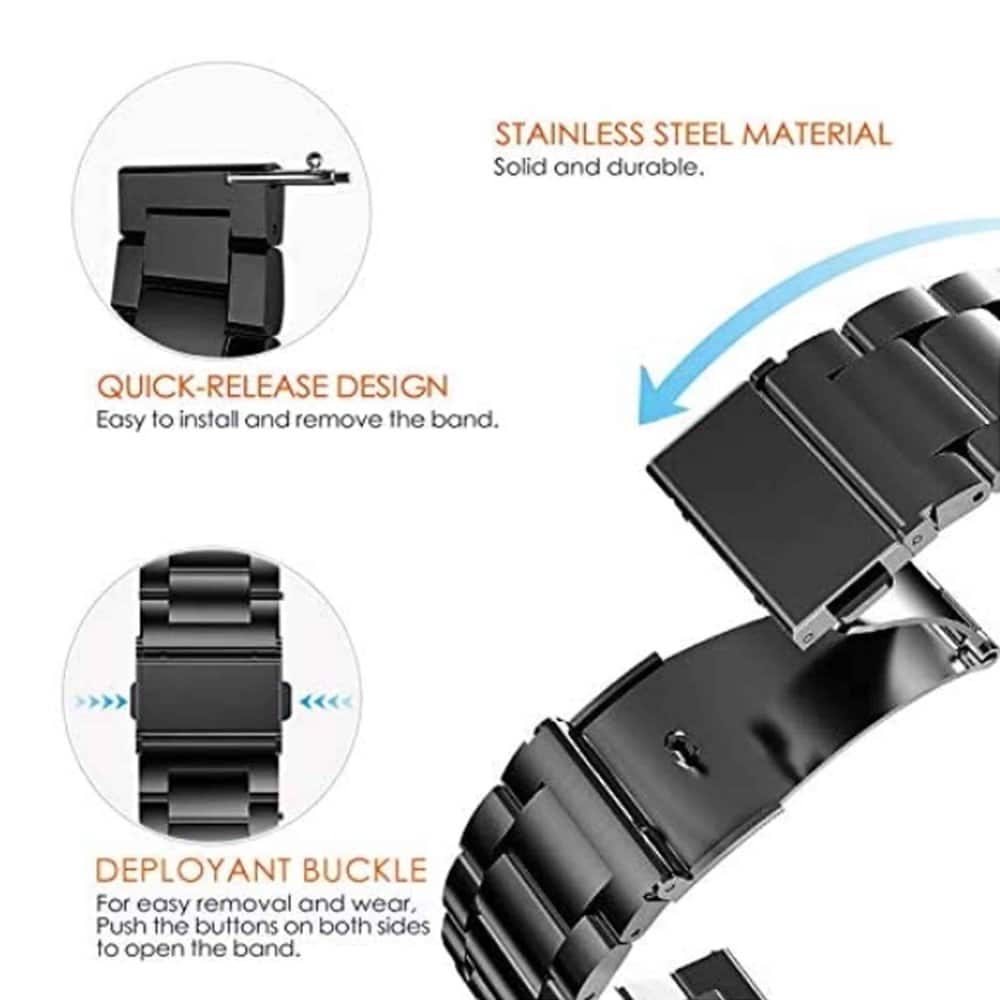 24mm watch 3 links stainless-steel strap - Rose gold