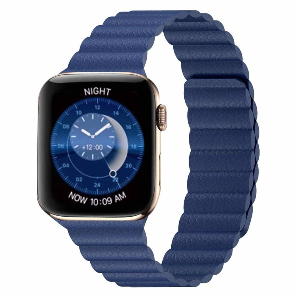 PU Vegan Leather Magnetic Strap for Apple 38/40/41mm  - Blue
