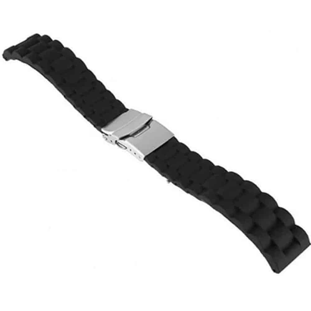 20mm Universal brand grooved silicone watch strap - Black (S-M)