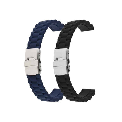20mm Universal brand grooved silicone watch strap - Black (S-M)