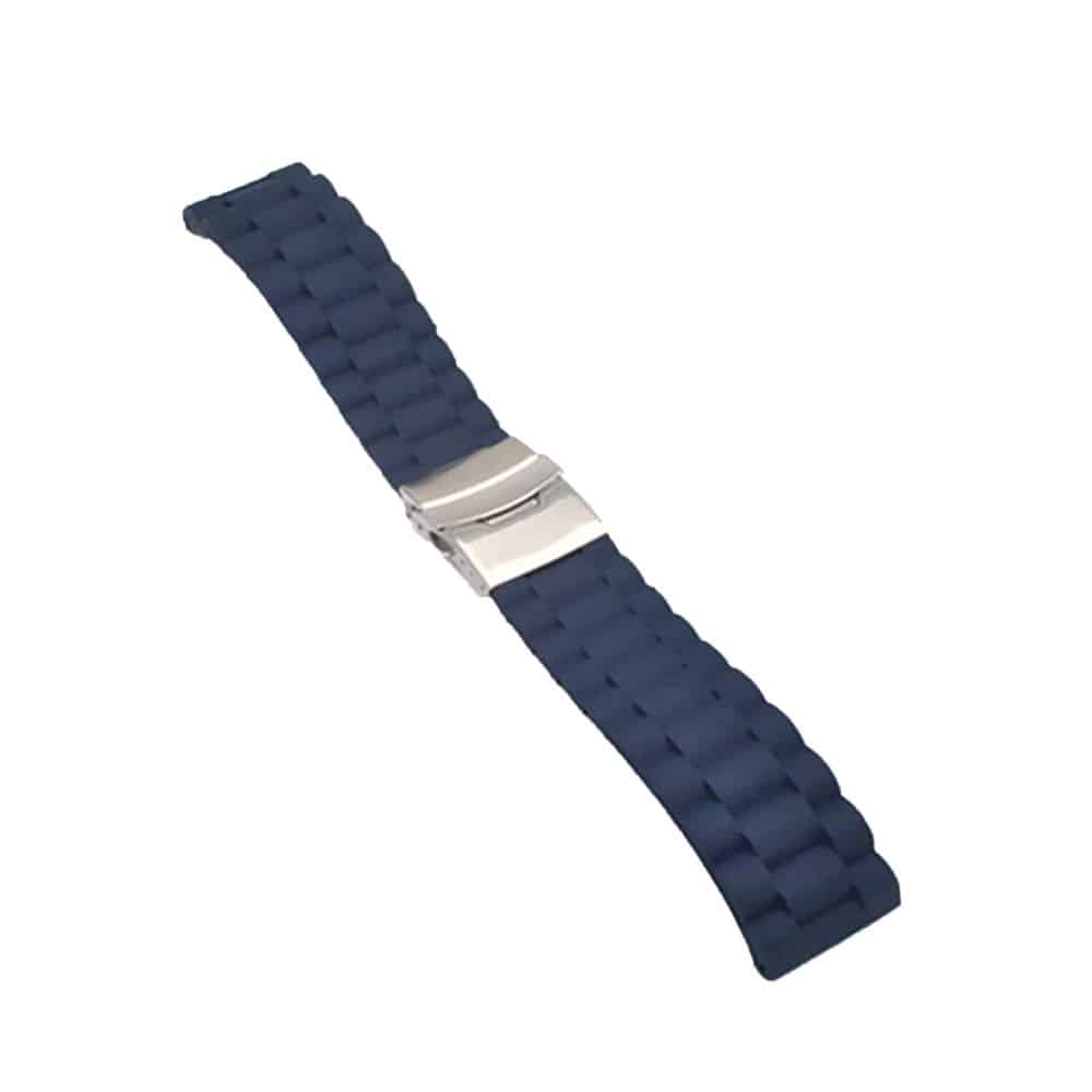 22mm Universal brand grooved silicone watch strap - Black (S-M)