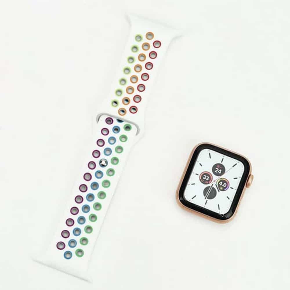 Silicone Strap 38/40/41mm apple watch S/M - Black+Rainbow