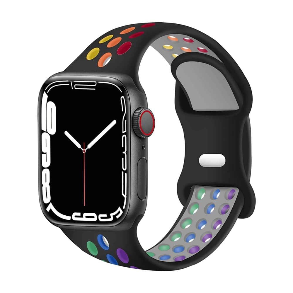 Silicone Strap 42/44/45/49mm apple watch S/M - Black+Rainbow