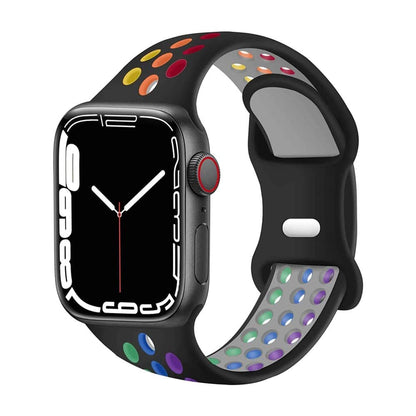 Silicone Strap 42/44/45/49mm apple watch S/M - Black+Rainbow