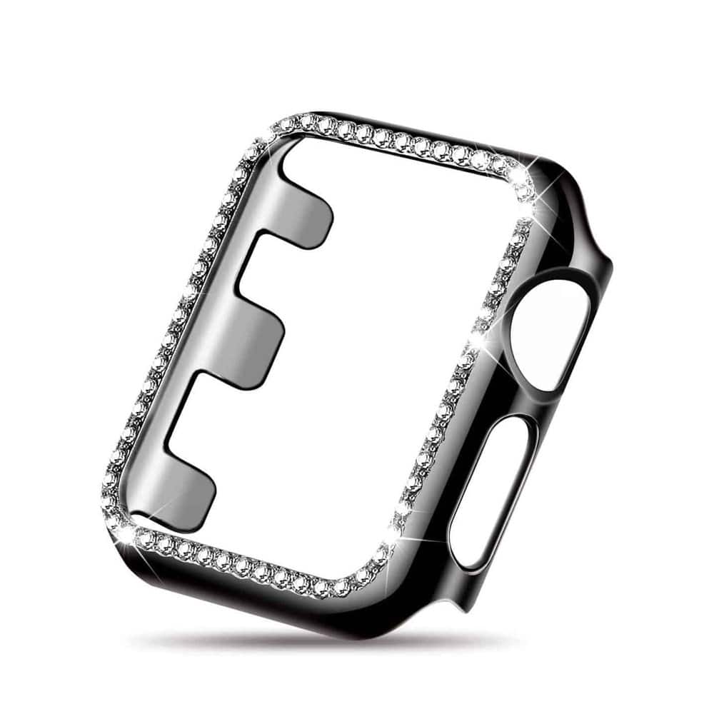 42mm Apple Watch Rhinestone PC Shiny Protective Frame - Black