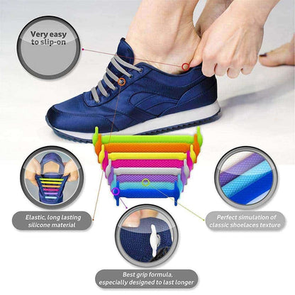Kids Elastic No Tie Speed Shoelaces- Purple/Blue/Yellow Combo