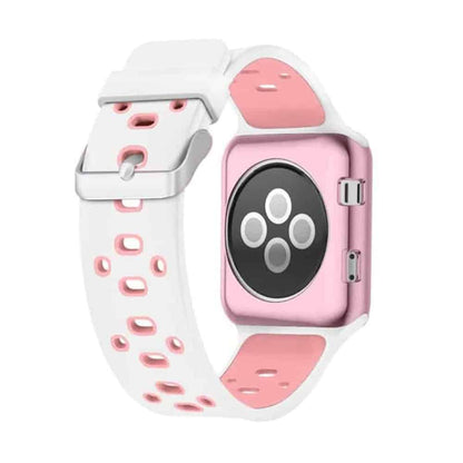Silicone Strap for 38/40/41mm Apple Watch- White & Pink
