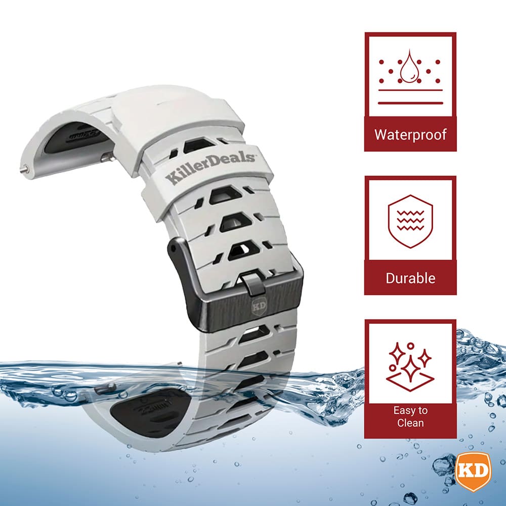 20mm Universal Watch Silicone Strap for Garmin Samsung Huawei- Orange & Black