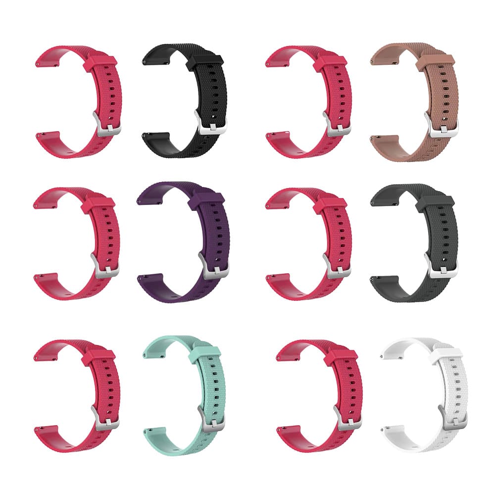 18mm Quick Release Silicone Strap for Garmin Vivoactive 4S/Vivomove 3S - PINK RED+ Brown- Combo