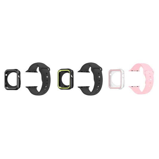 Silicone Strap & Case for 38mm Apple Watch- Black & Yellow
