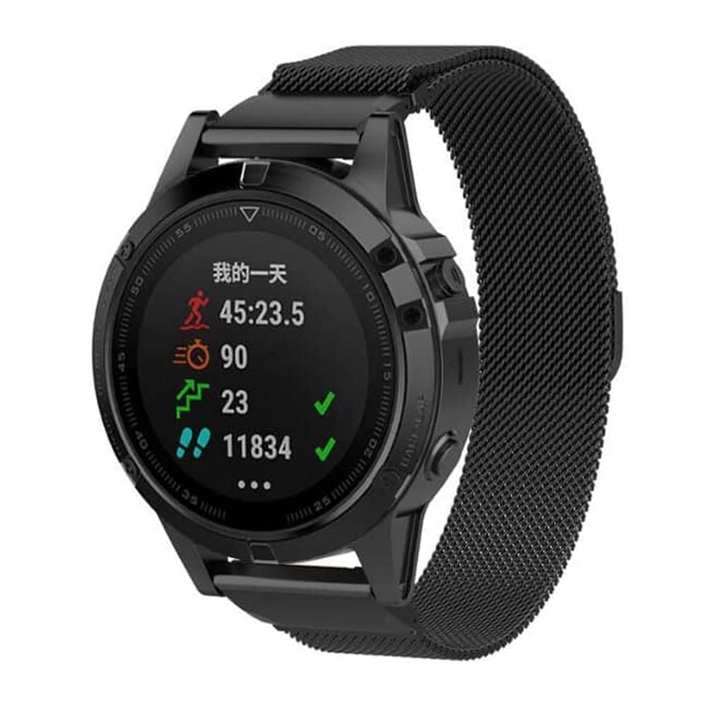 20mm Stainless Steel Milanese Strap for Garmin Fenix 5S- Black