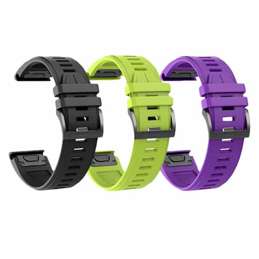 22mm Garmin Fenix 5/6/935/945/S60 Silicone Strap - Black/Purple/Green Combo