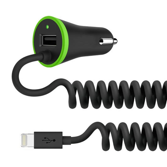 17W 3 4A Mini USB Car Charger with 8 Pin Spring Cable