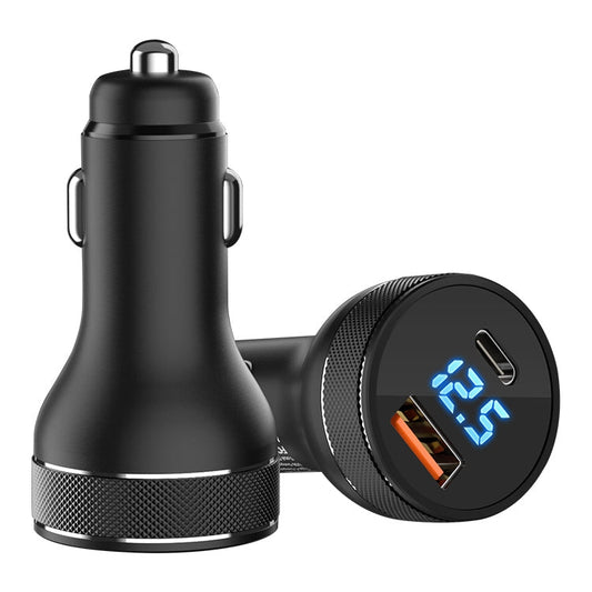 ACC 568 PD 20W USB C Type C USB Digital Display Fast Charge Car Charger Black