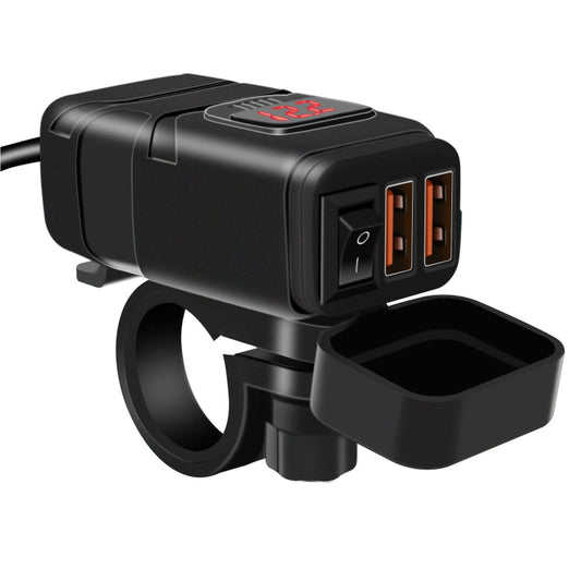 Universal Car Super Quick Dual Port USB Charger Power Outlet Adapter with LED Digital Voltmeter Red Light