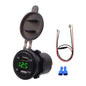 Universal Car Dual Port USB Charger Power Outlet Adapter 4 2A 5V IP66 with LED Digital Voltmeter 60cm Cable Green Light