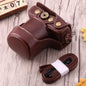 Full Body Camera PU Leather Case Bag with Strap for Canon EOS M10 Coffee