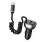 USAMS US CC192 C37 60W Type C USB Dual Port Car Charger with Digital Display 30W Type C Spring Data Cable Tarnish