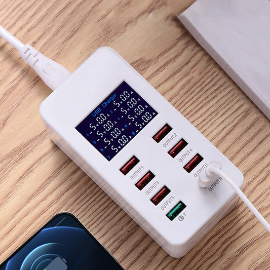 A8 50W 8 Ports USB QC3 0 Smart Charging Station with Digital Display AC100 240V US Plug