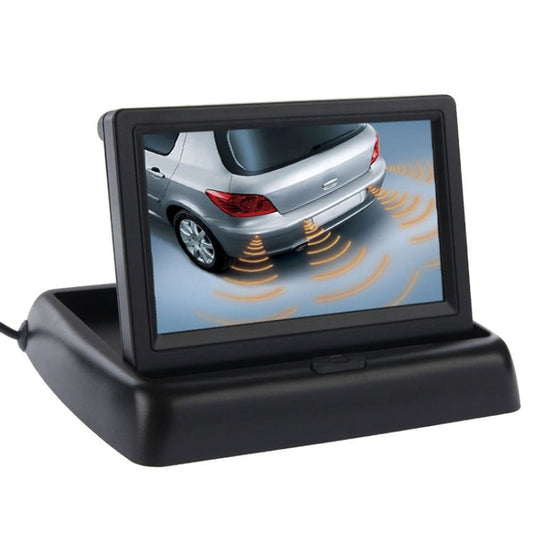 4 3 inch Folding Car Rearview LCD Monitor 2 Channels AV Input Black