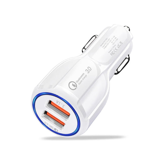 Qc3 0 Dual USB 6A Vehicle Fast Charger Mobile Phone Tablet Fast Charging White