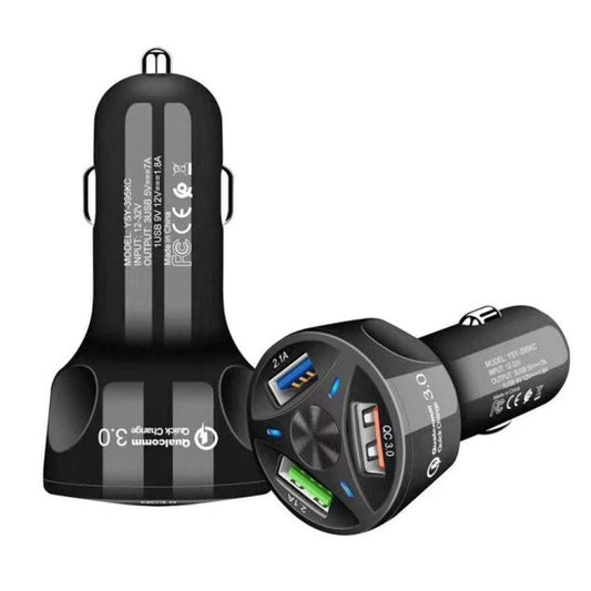 YSY 395KC QC3 0 3 USB 35W High Power Vehicle Charger Mobile Phone Tablet Universal Vehicle Charger Black