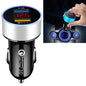 2 PCS Aluminum Ring Display Car Charger QC3 0 2 4A Aluminum Alloy Multi function Halo Digital Display Car Charger Snow Silver