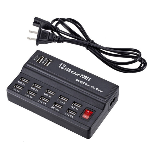100 240V USB Interface Smart Fast Charge Digital Electronic Charger Multifunctional Charger US Plug Style 12 Ports