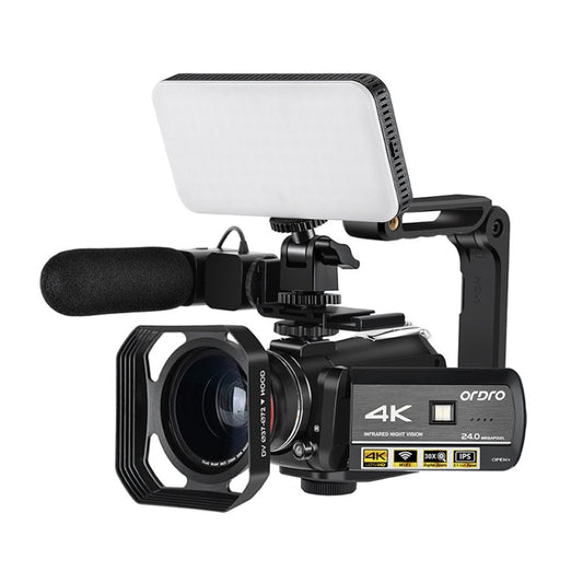 ORDRO AC3 3 1 inch IPS Screen 4K Full HD 13MP Night Vision WiFi Live Camcorder DV Digital Camera Style Standard Microphone Fill Light Black