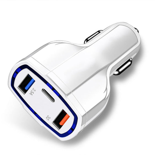 2 PCS QC3 0 Fast Charge Car Charger 3 5A Dual USB With Type C Interface Output Car Charger White