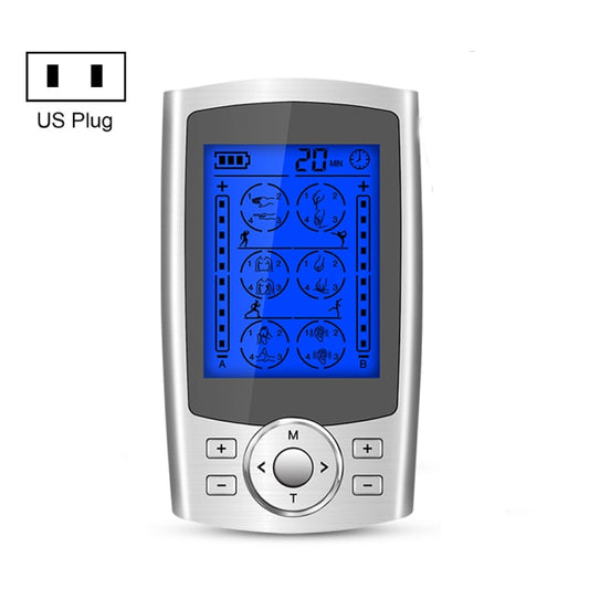 24 Mode Digital Electronic Pulse Massager Intelligent Whole Body Physical Therapy Meridian Massager Specification US Plug Silver