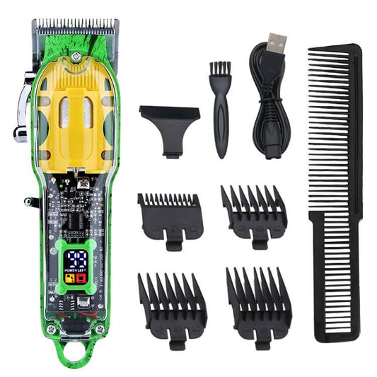 LCD Digital Display Rechargeable Transparent Electric Clipper Green