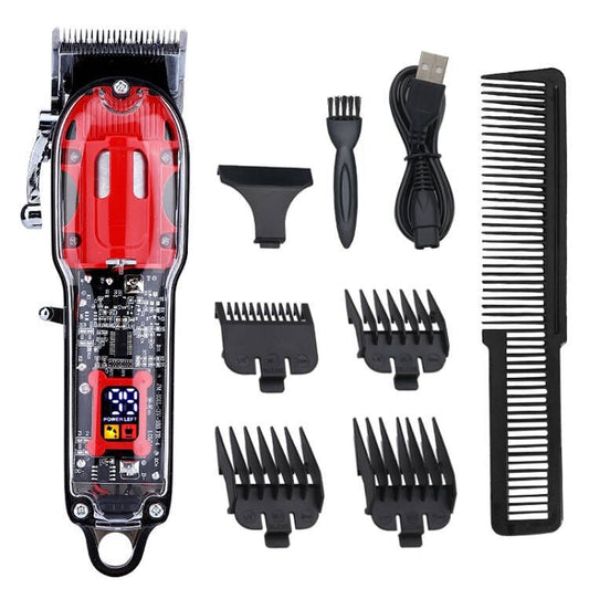 LCD Digital Display Rechargeable Transparent Electric Clipper Black