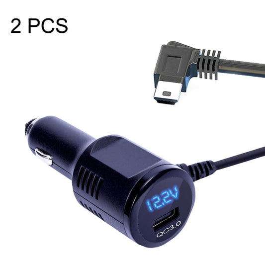 2PCS JY 032 USB Plug Digital Display Fast Charge Car Charger Style 3 5A QC3 0 Mini Left Bend