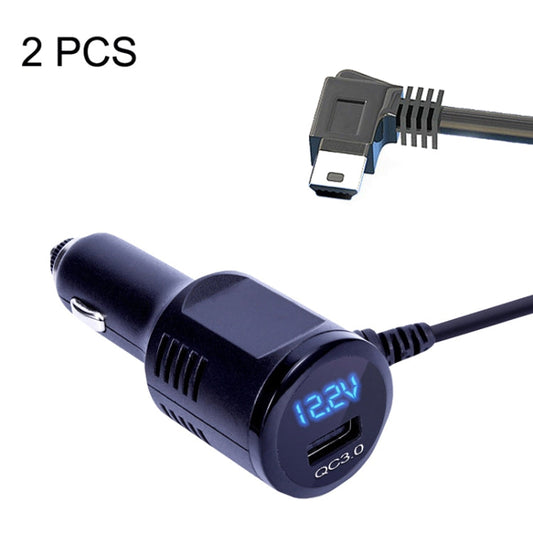 2PCS JY 032 USB Plug Digital Display Fast Charge Car Charger Style 3 5A QC3 0 Mini Right Bend