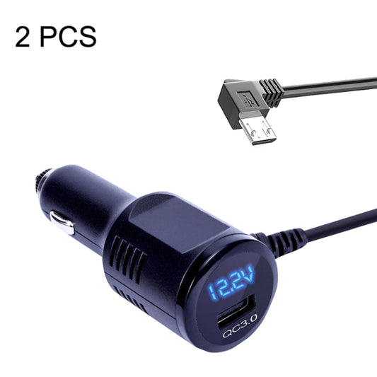 2PCS JY 032 USB Plug Digital Display Fast Charge Car Charger Style 3 5A QC3 0 Android Left Bend