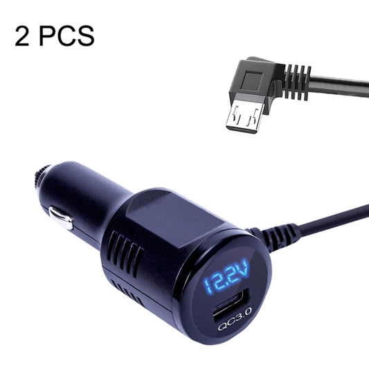 2PCS JY 032 USB Digital Display Fast Charge Car Charger Style 3 5A QC3 0 Android Right Bend