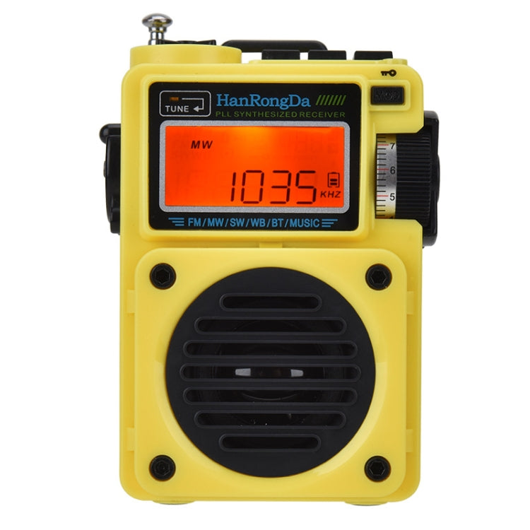 HanRongda HRD 701 Portable Full Band Radio Subwoofer Bluetooth TF Card Digital Display Radio Yellow