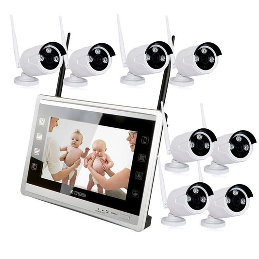 8 channel Wireless NVR IP CCTV Camera System Kit with Monitor